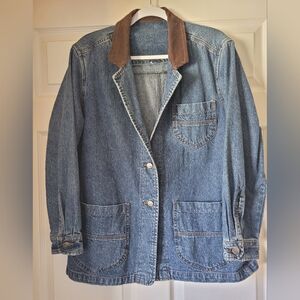 Vinatge Lee Denim Jacket with Brown Corduroy Collar.